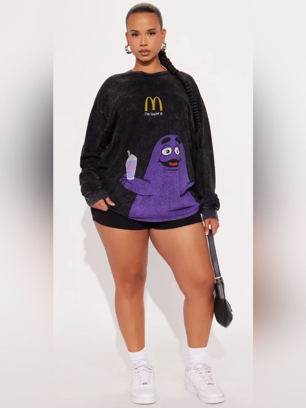 Fashion Nova McDonald’s Grimace Oversized Long Sleeve Tee L P2P 27–33 Rare